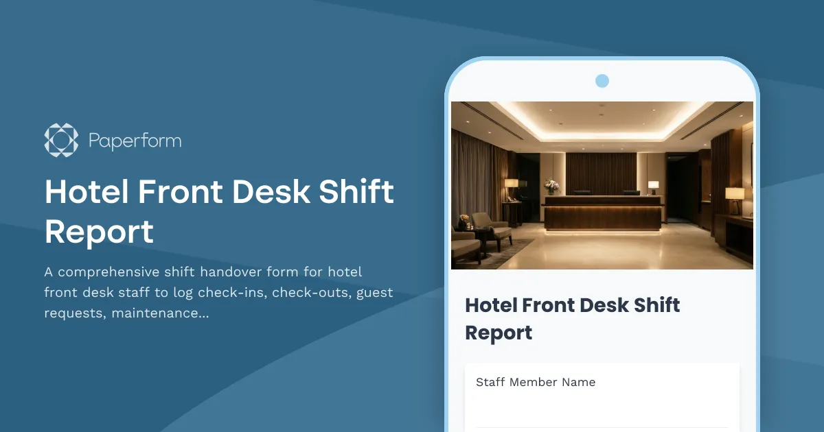 Hotel Front Desk Shift Report