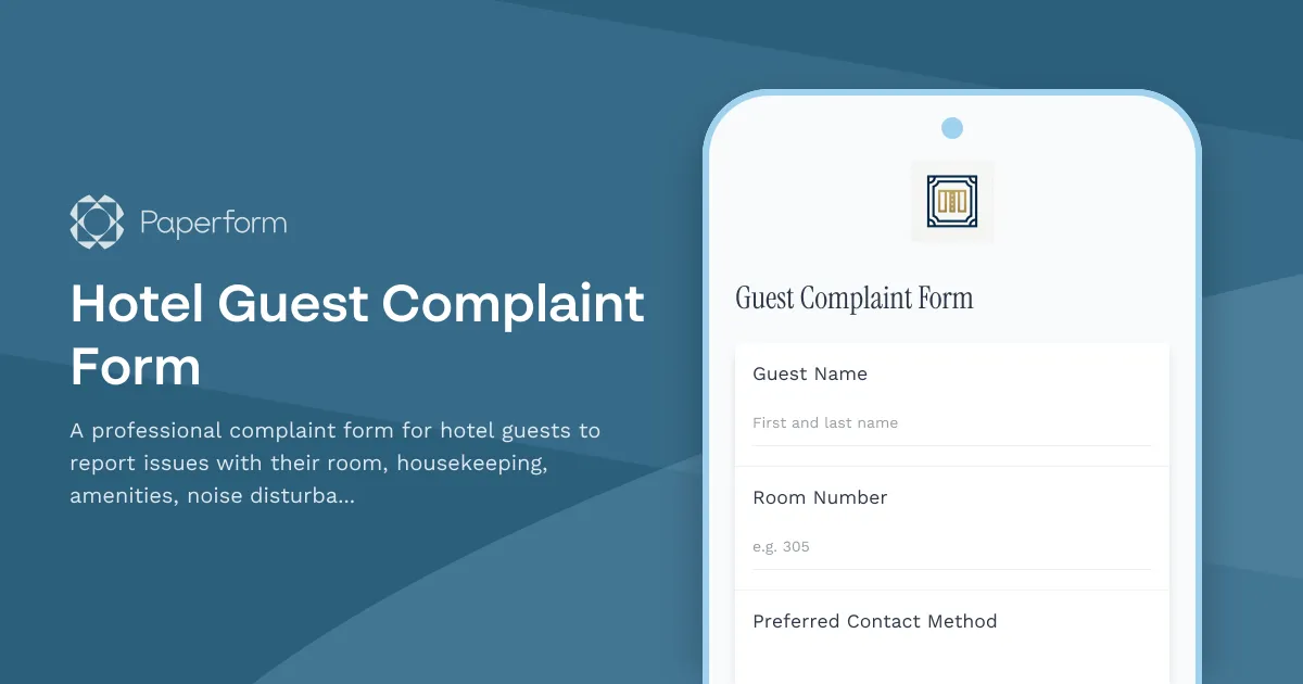 Hotel Guest Complaint Form