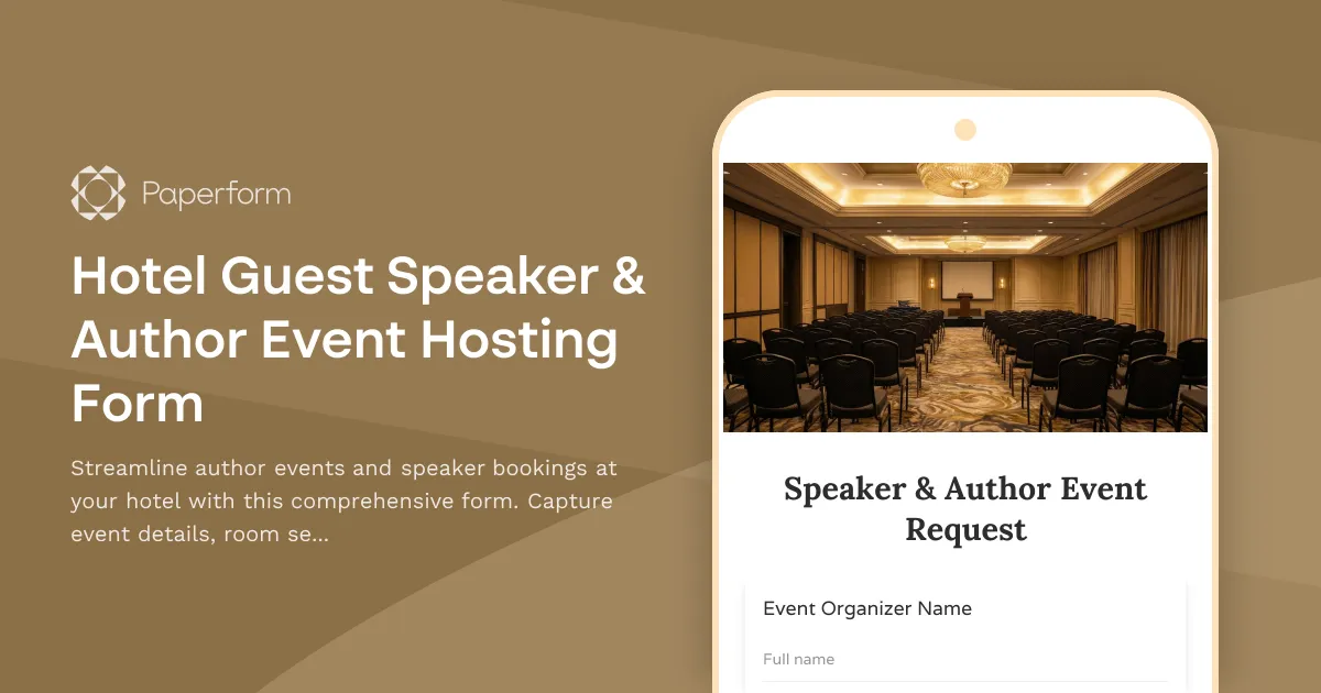 Hotel Guest Speaker & Author Event Hosting Form