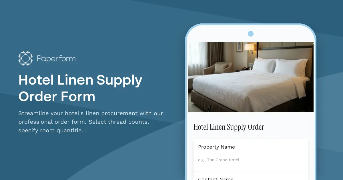 Hotel Linen Supply Order Form