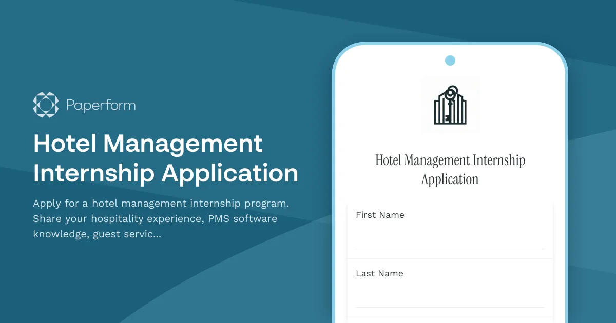 Hotel Management Internship Application