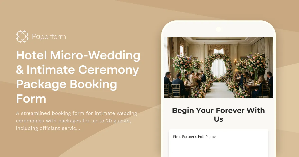 Hotel Micro-Wedding & Intimate Ceremony Package Booking Form
