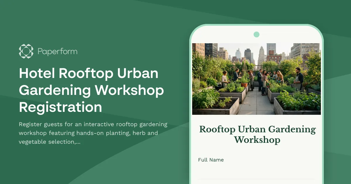 Hotel Rooftop Urban Gardening Workshop Registration