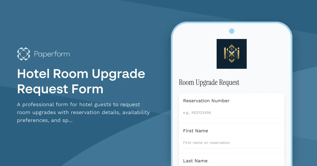 Hotel Room Upgrade Request Form