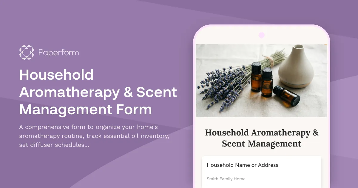 Household Aromatherapy & Scent Management Form