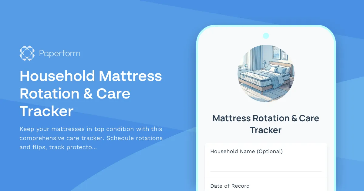 Household Mattress Rotation & Care Tracker