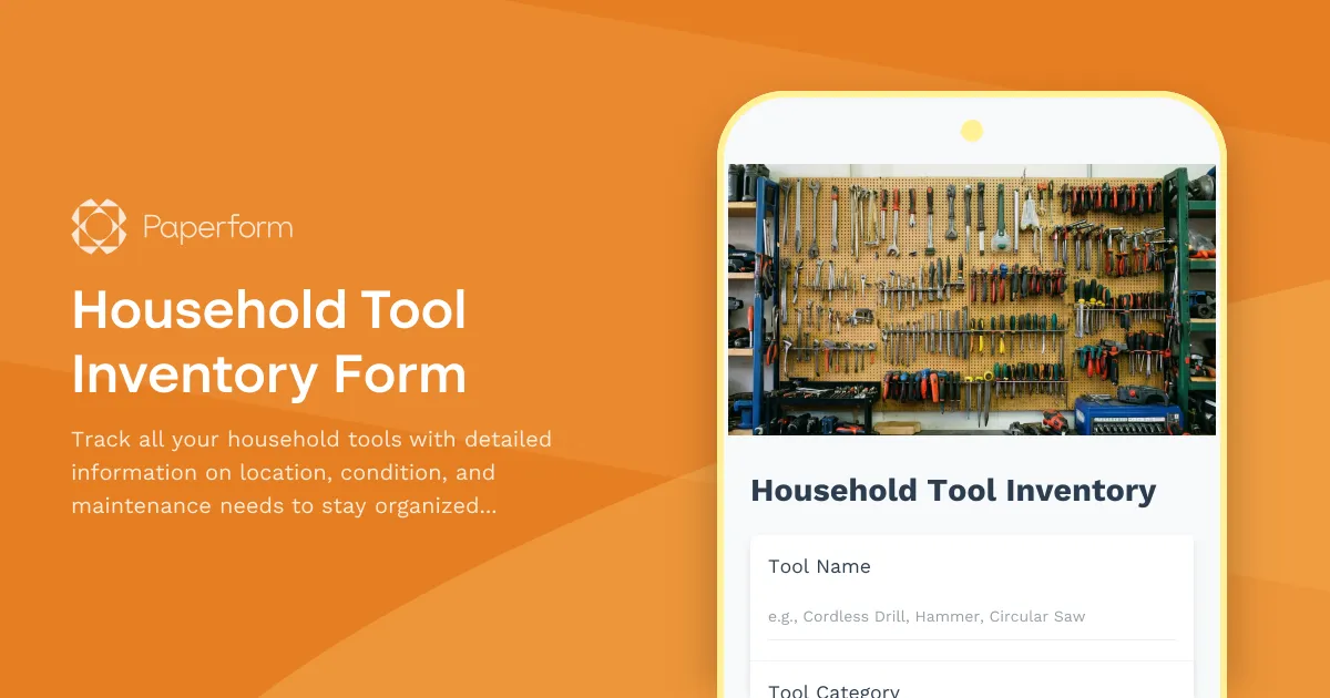 Household Tool Inventory Form