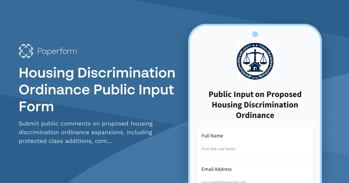 Housing Discrimination Ordinance Public Input Form