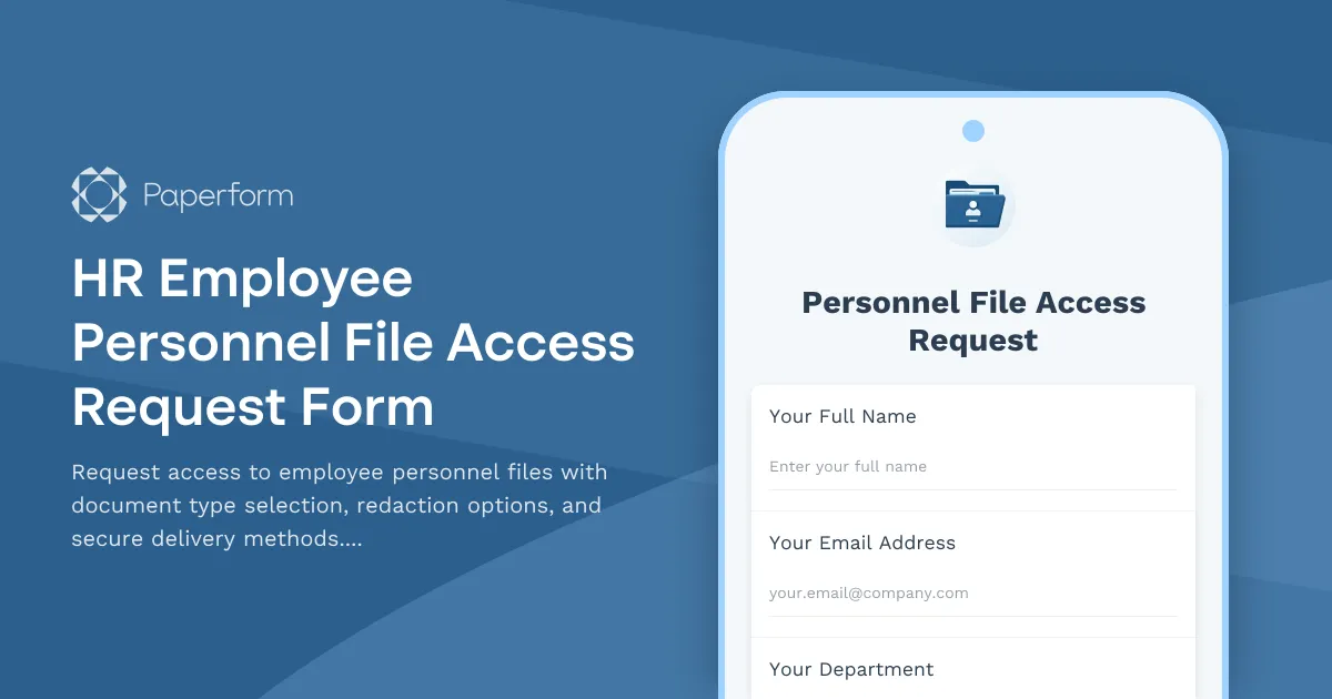 HR Employee Personnel File Access Request Form