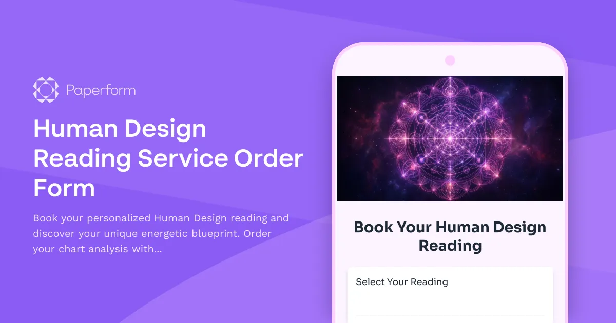 Human Design Reading Service Order Form