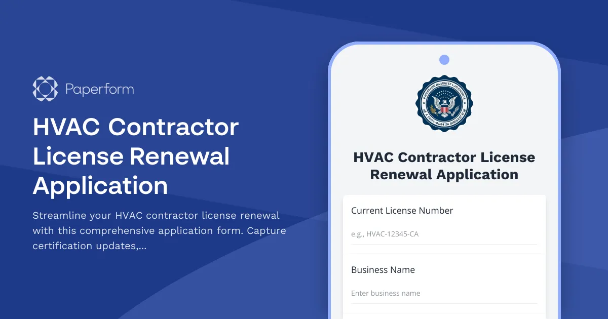HVAC Contractor License Renewal Application
