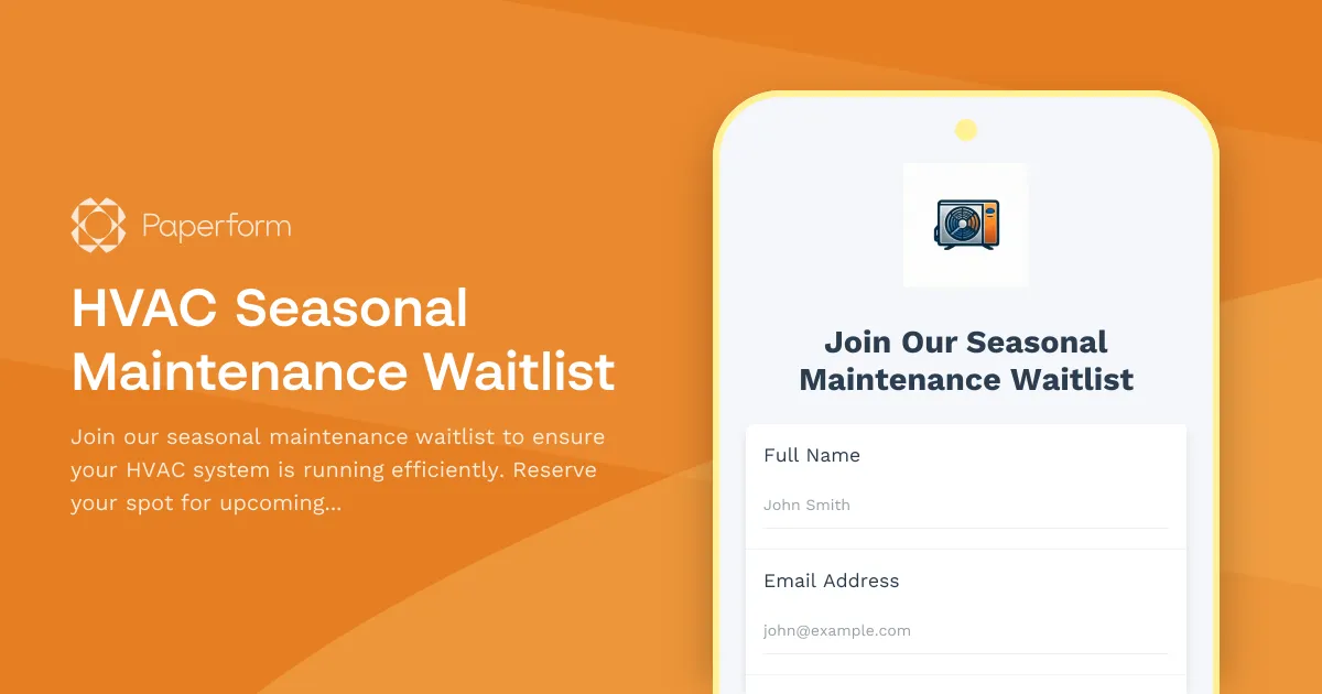 HVAC Seasonal Maintenance Waitlist