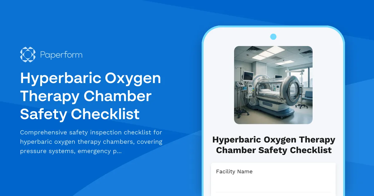 Hyperbaric Oxygen Therapy Chamber Safety Checklist