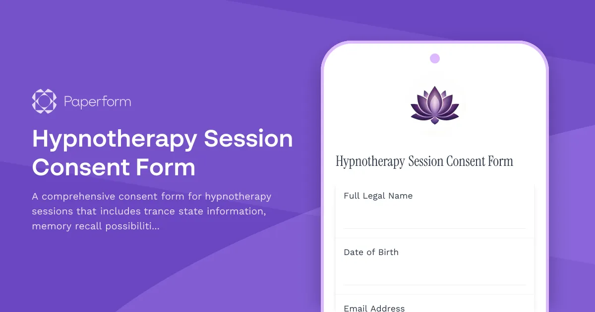 Hypnotherapy Session Consent Form
