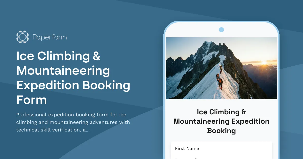 Ice Climbing & Mountaineering Expedition Booking Form