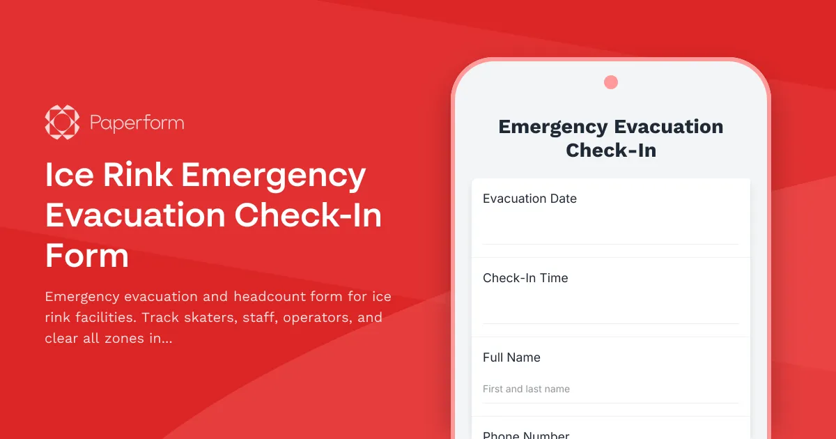 Ice Rink Emergency Evacuation Check-In Form