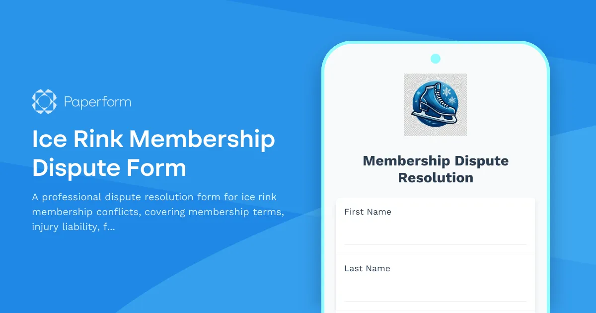 Ice Rink Membership Dispute Form