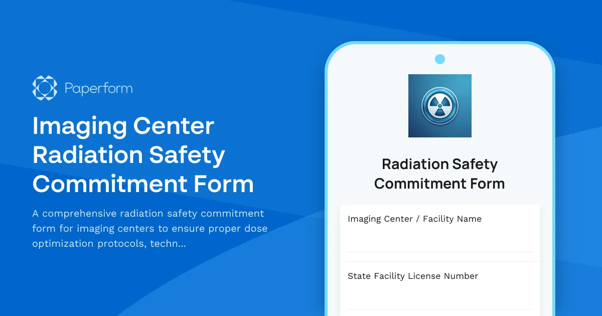 Imaging Center Radiation Safety Commitment Form