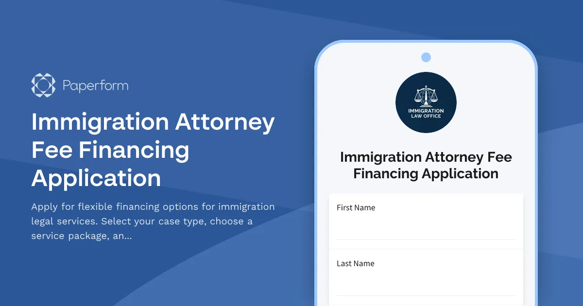 Immigration Attorney Fee Financing Application