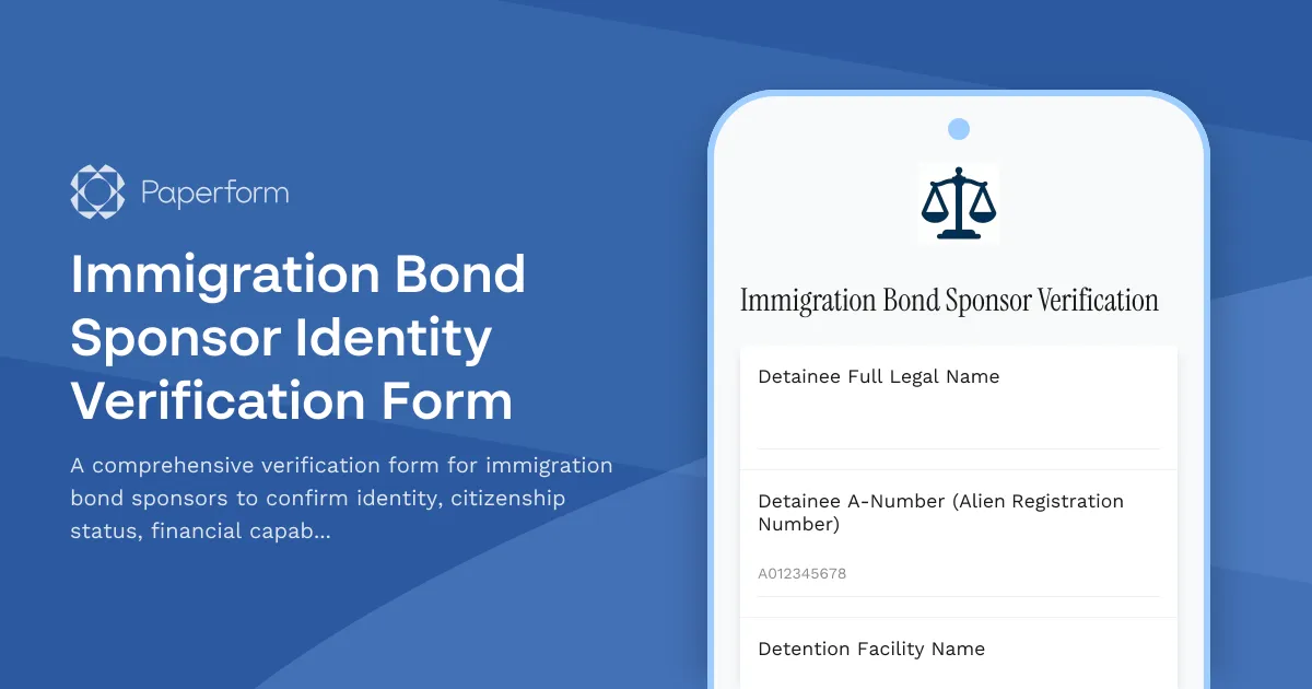 Immigration Bond Sponsor Identity Verification Form