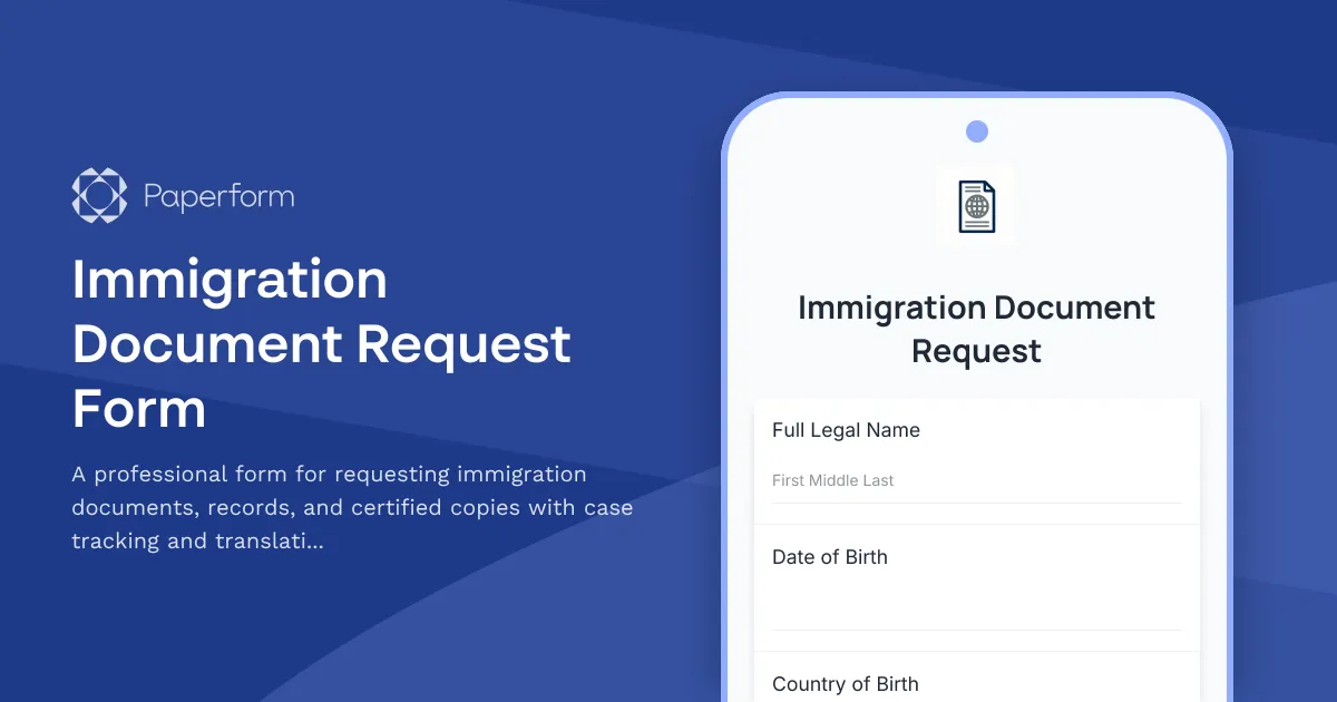 Immigration Document Request Form