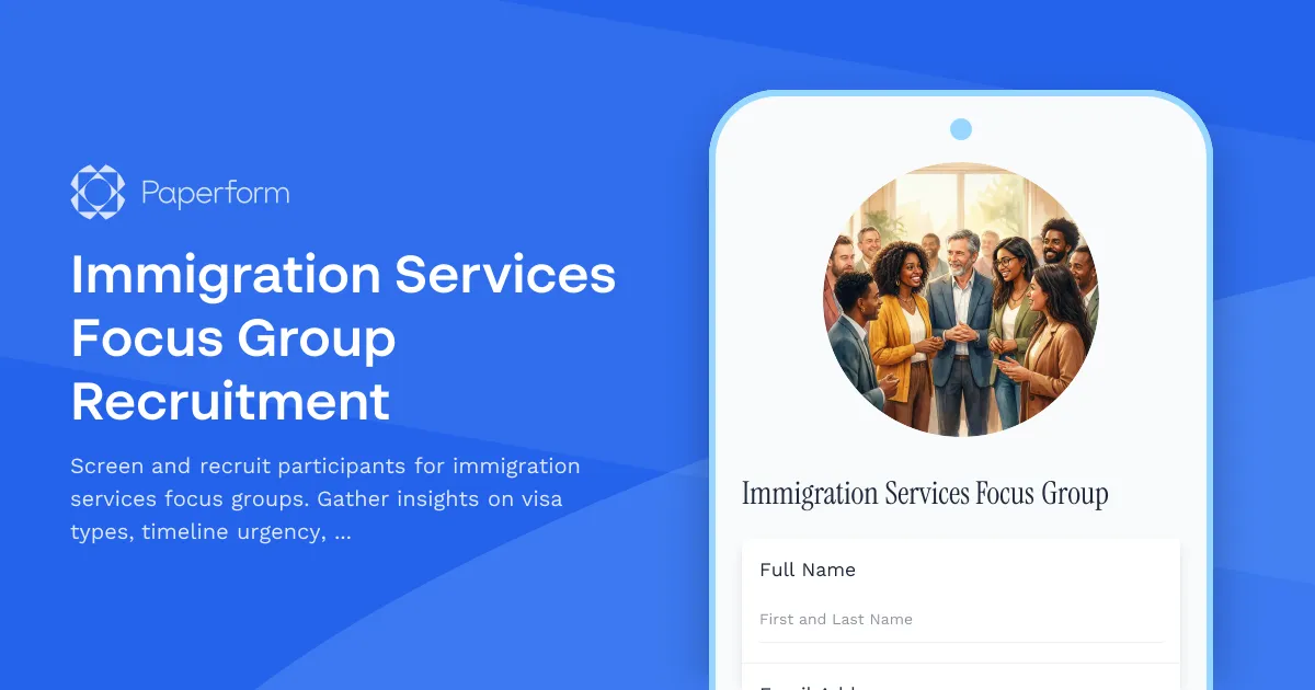 Immigration Services Focus Group Recruitment