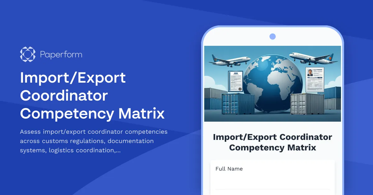 Import/Export Coordinator Competency Matrix