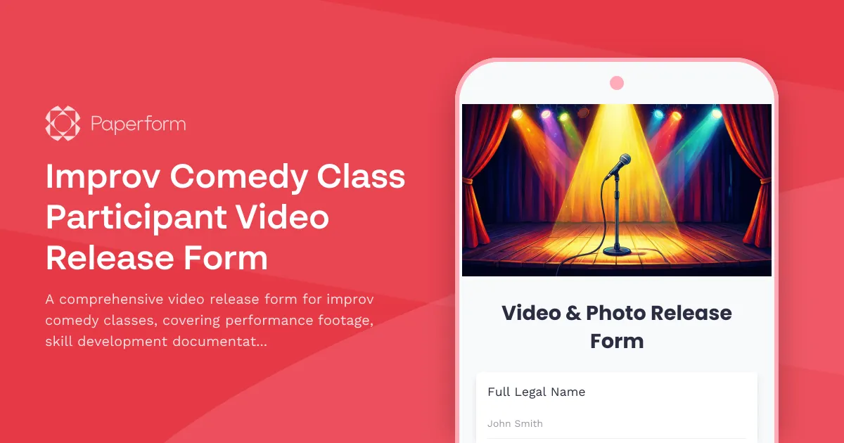 Improv Comedy Class Participant Video Release Form
