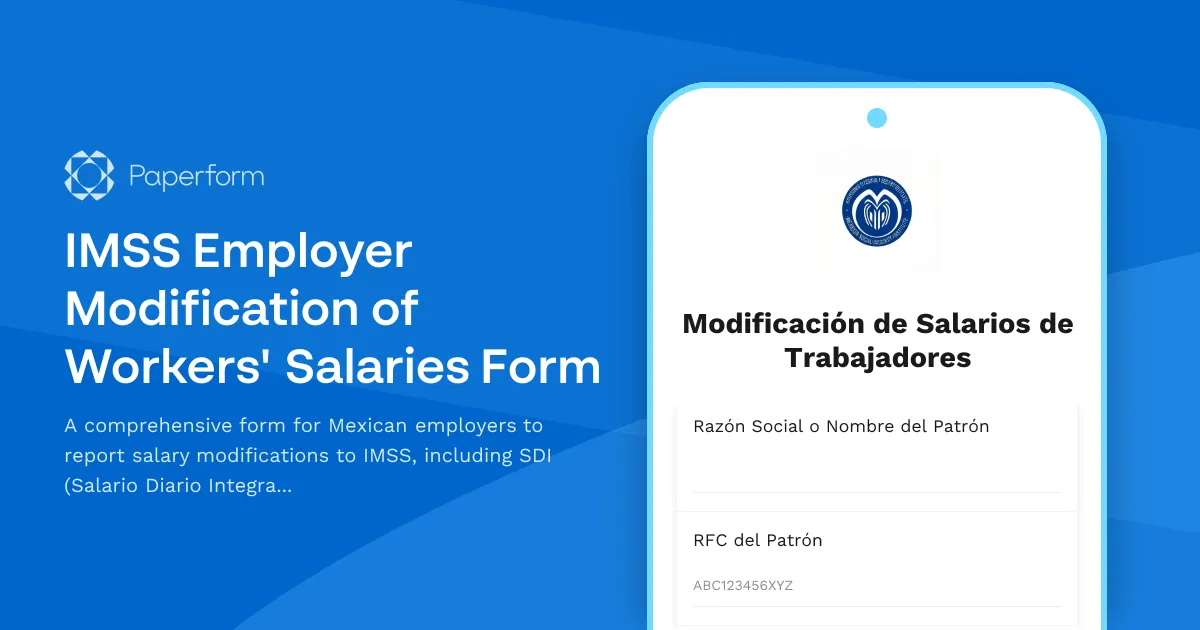 IMSS Employer Modification of Workers' Salaries Form