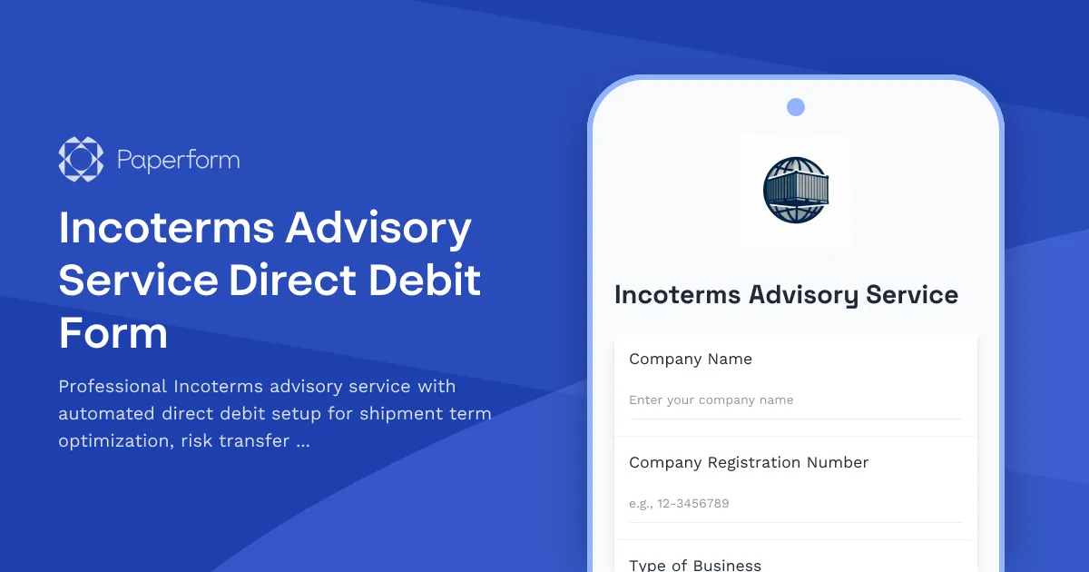 Incoterms Advisory Service Direct Debit Form