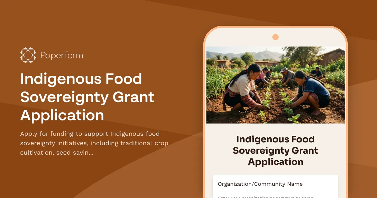 Indigenous Food Sovereignty Grant Application