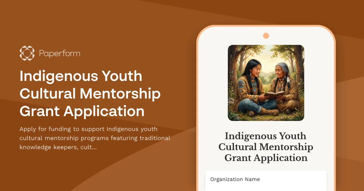 Indigenous Youth Cultural Mentorship Grant Application