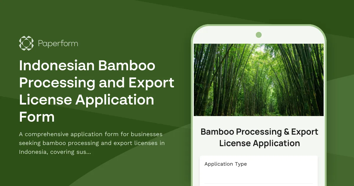 Indonesian Bamboo Processing and Export License Application Form