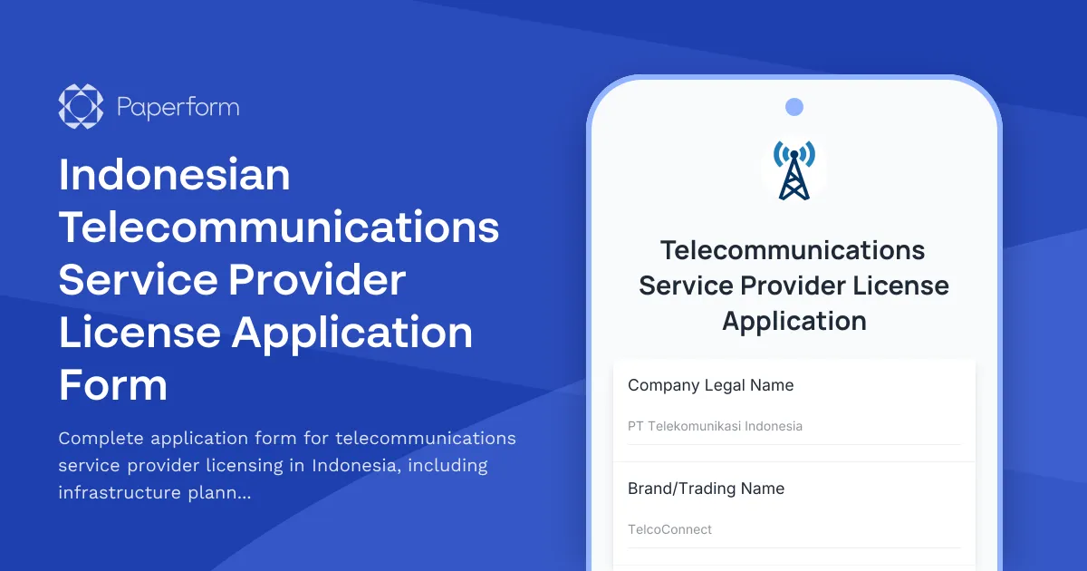 Indonesian Telecommunications Service Provider License Application Form