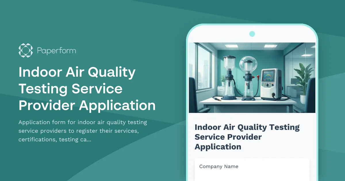 Indoor Air Quality Testing Service Provider Application