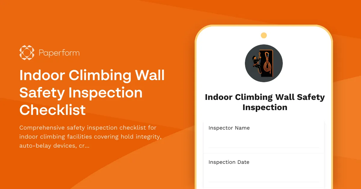 Indoor Climbing Wall Safety Inspection Checklist
