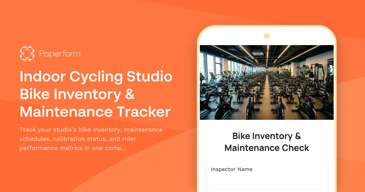 Indoor Cycling Studio Bike Inventory & Maintenance Tracker
