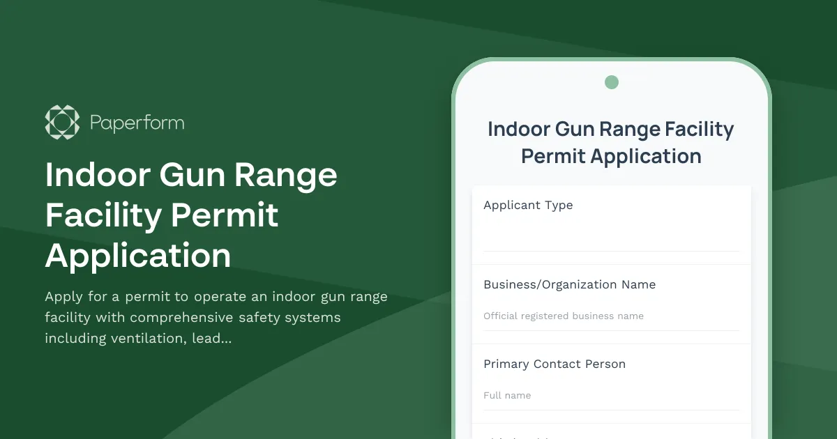 Indoor Gun Range Facility Permit Application