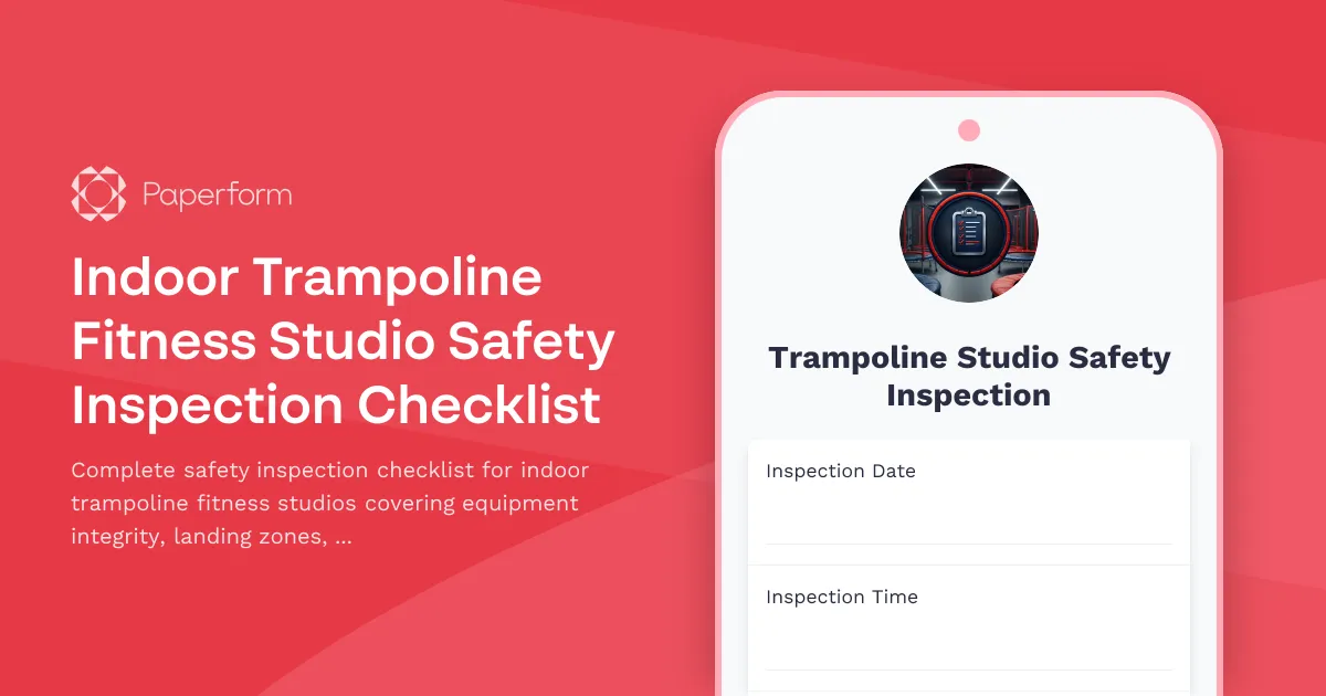 Indoor Trampoline Fitness Studio Safety Inspection Checklist