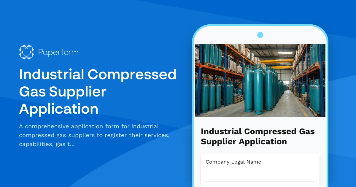 Industrial Compressed Gas Supplier Application