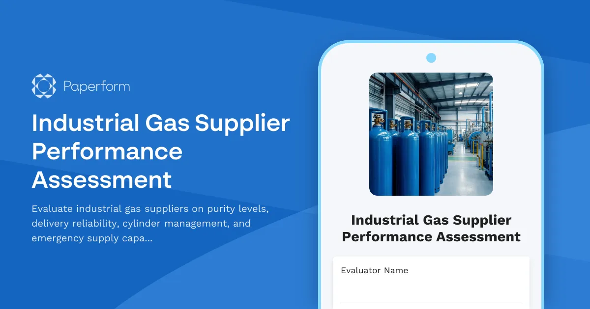 Industrial Gas Supplier Performance Assessment