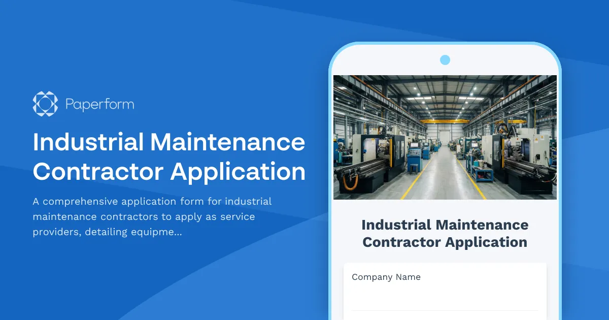 Industrial Maintenance Contractor Application