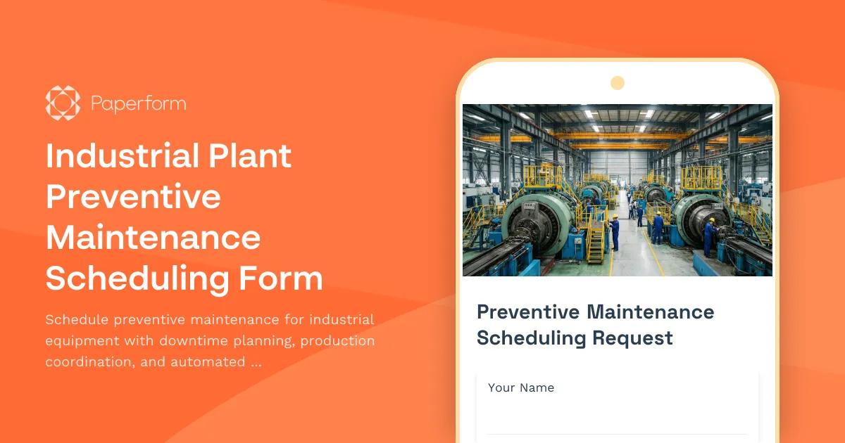 Industrial Plant Preventive Maintenance Scheduling Form