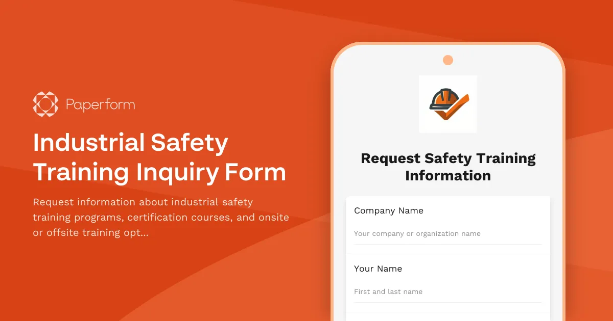 Industrial Safety Training Inquiry Form