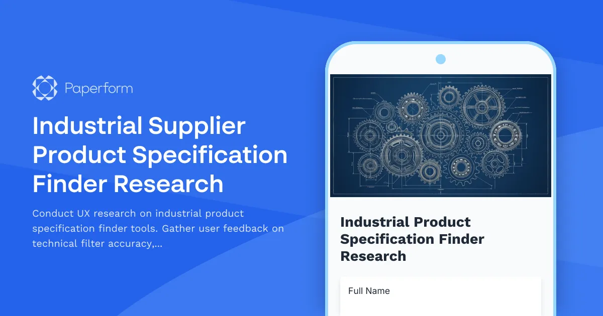 Industrial Supplier Product Specification Finder Research