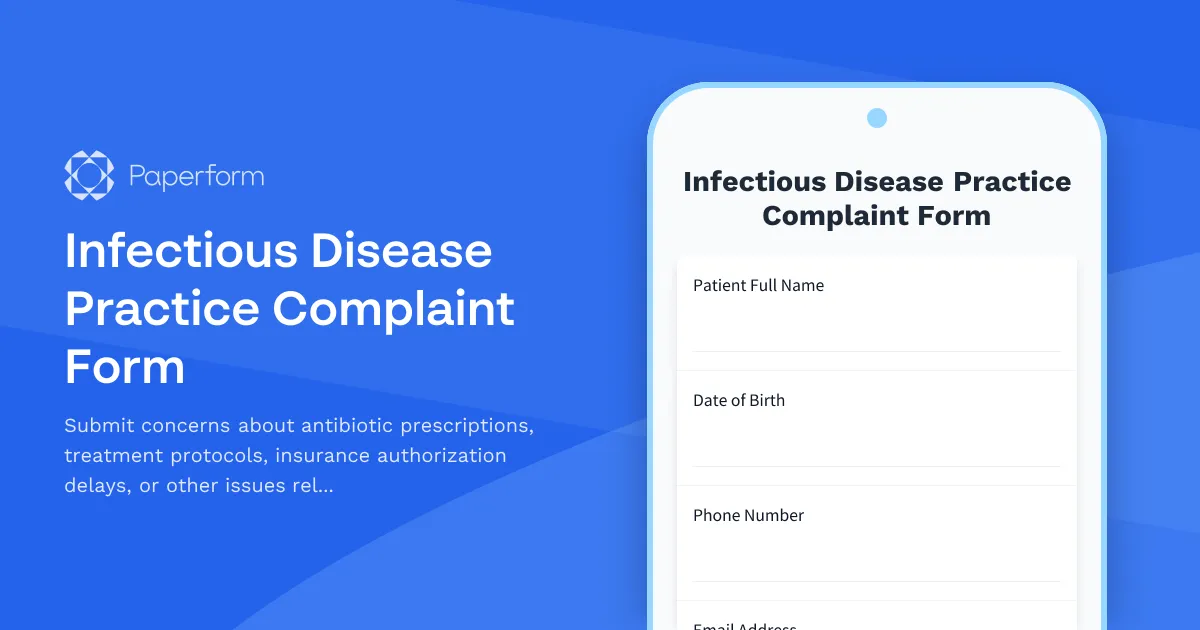 Infectious Disease Practice Complaint Form
