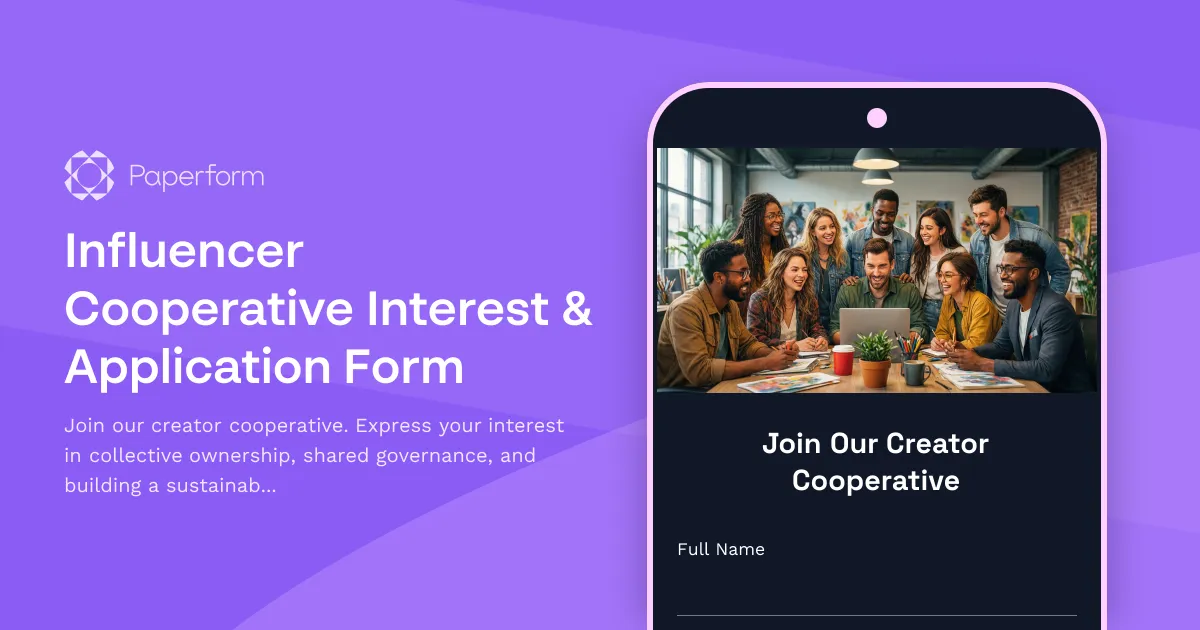 Influencer Cooperative Interest & Application Form