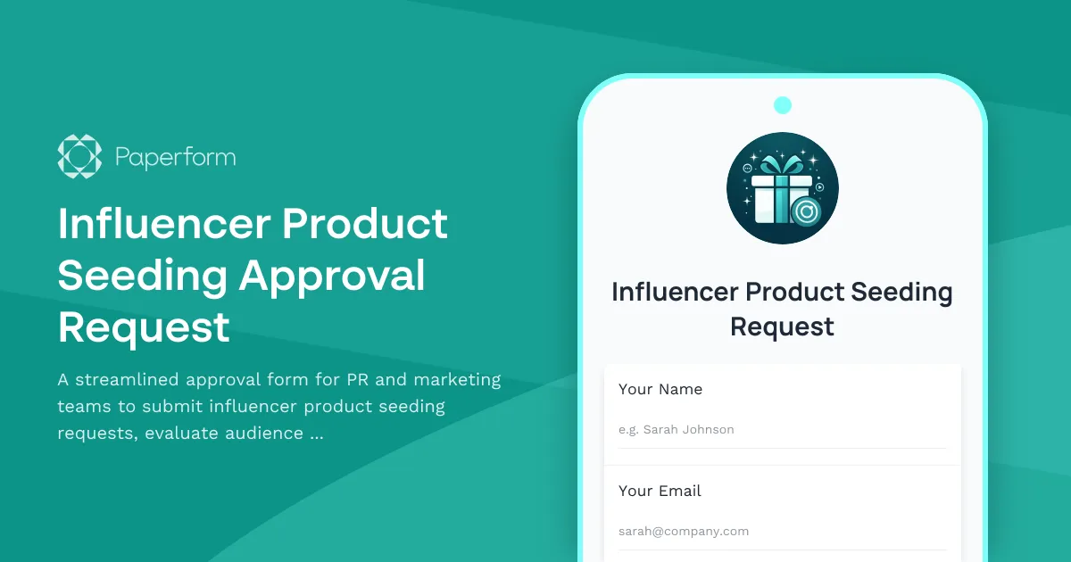 Influencer Product Seeding Approval Request