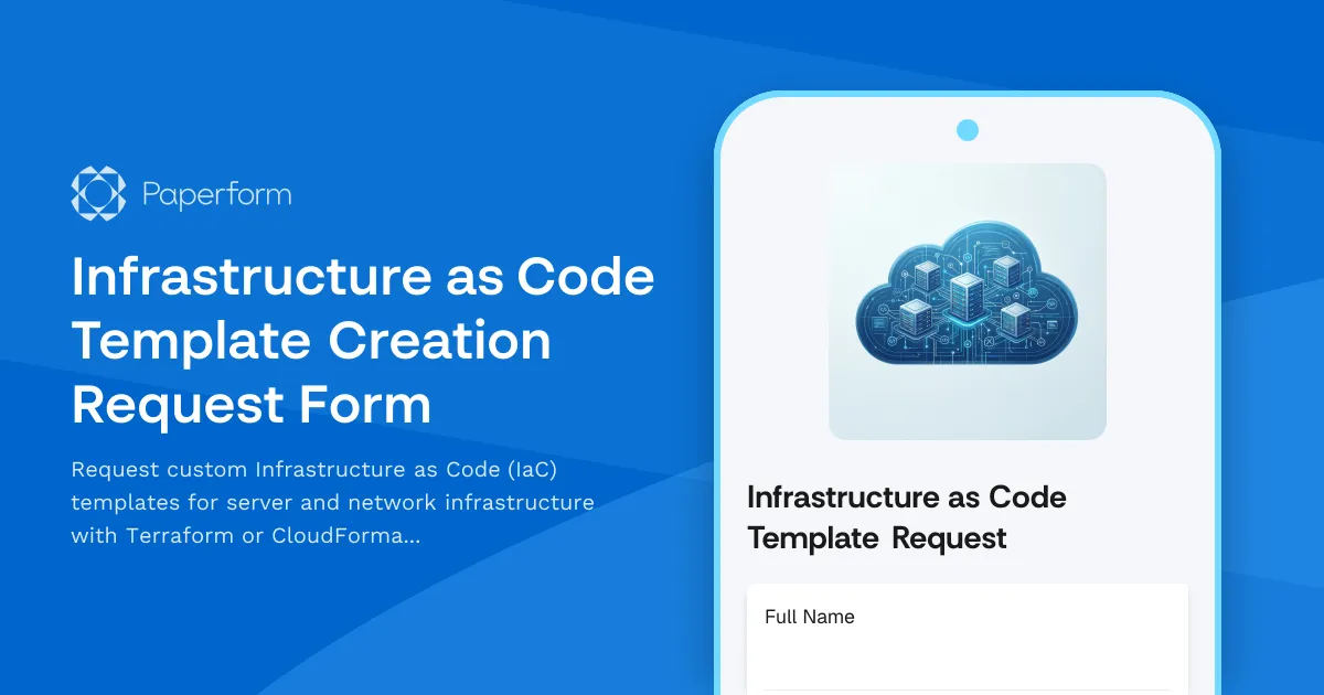 Infrastructure as Code Template Creation Request Form