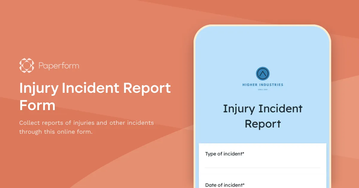 Injury Incident Report Form